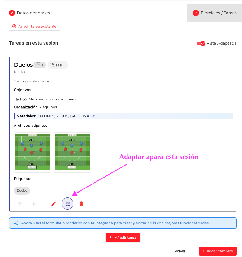 Diálogo de adaptación de tarea