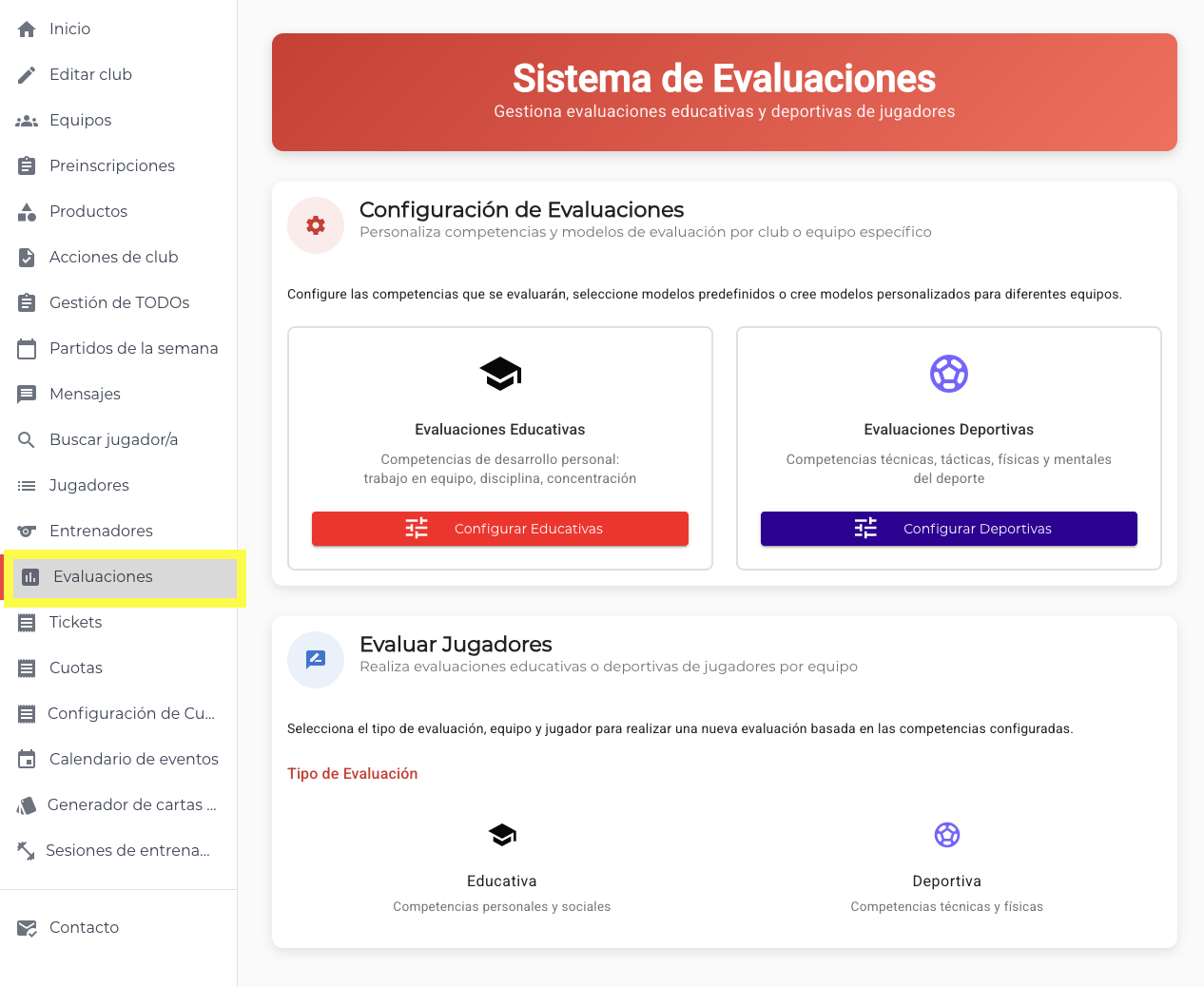 Menú de configuración