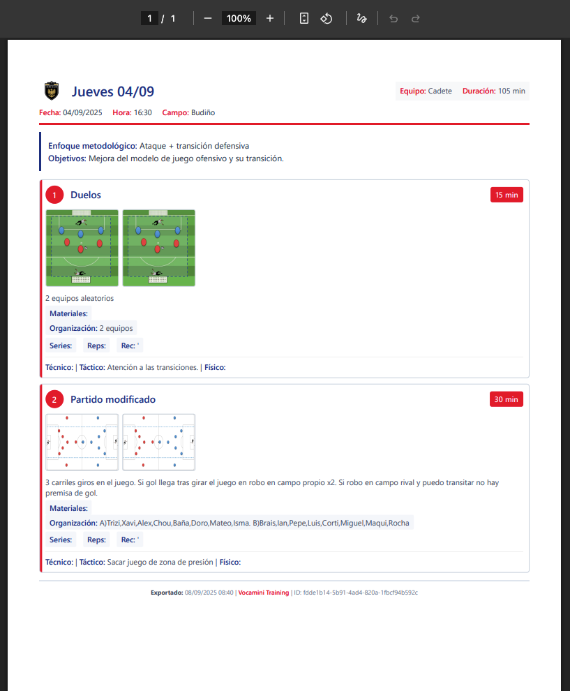 Ejemplo de PDF generado con sesión completa