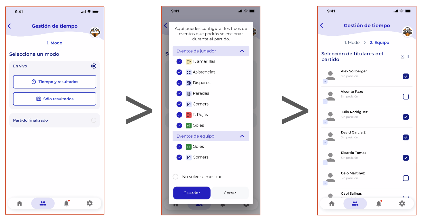 Opciones para configurar el control de minutos