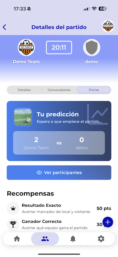 Vista de las porras del partido